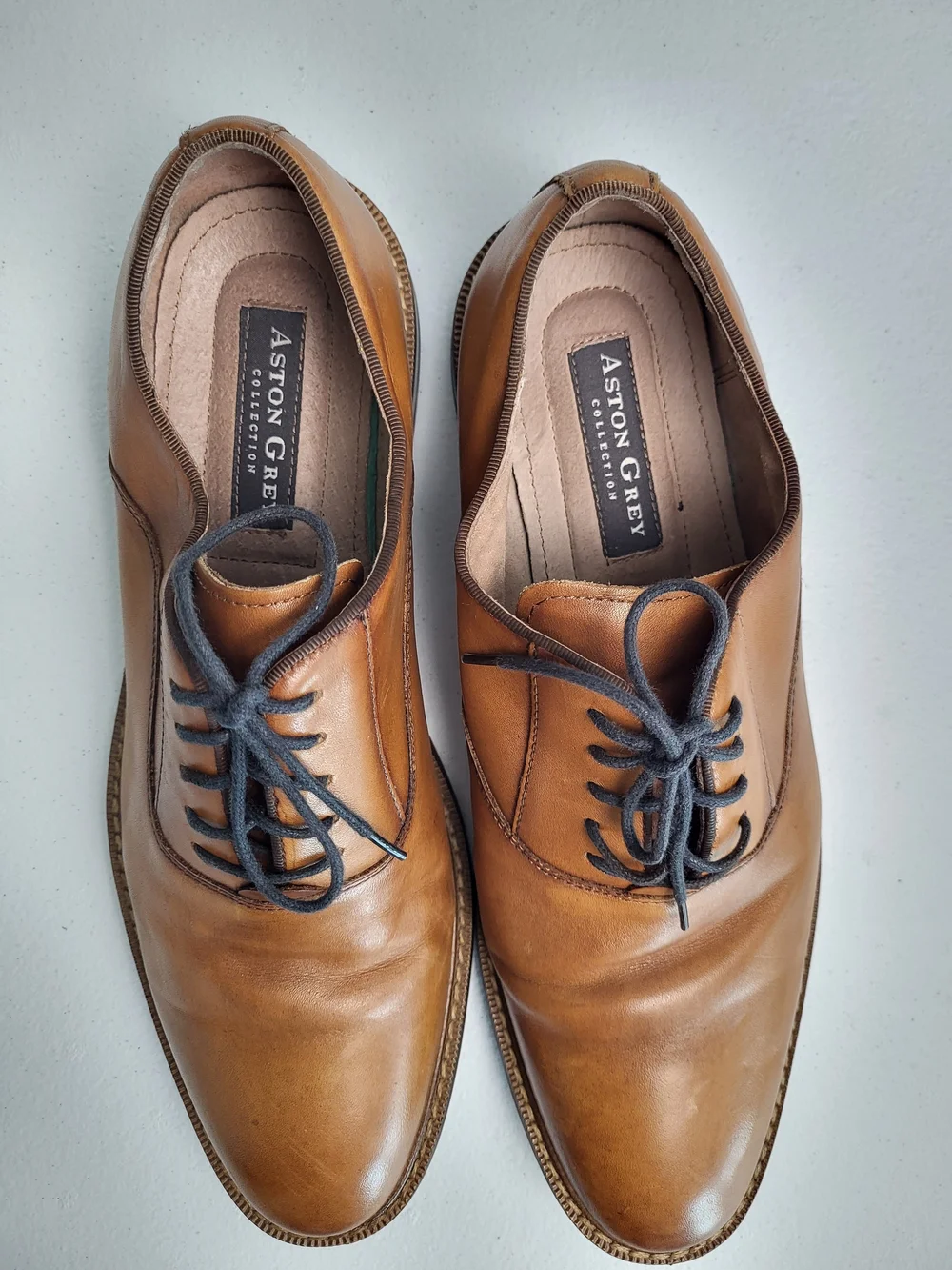 Aston Grey Men's Cognac Leather Derby Shoes